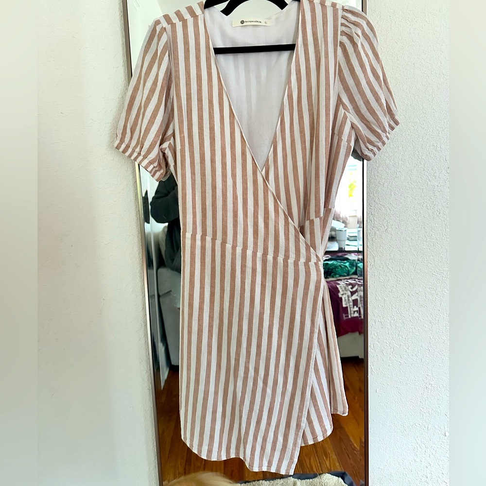Impeccable Pig Striped Wrap Dress Size L